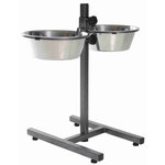 Barra 2 comederos, 2.8 l, ø25 cm, pie en H, 50 cm, Gris