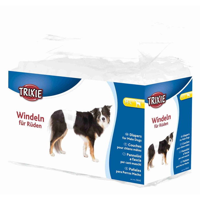 12 Pañales para Perro Macho, M-L, 46-60 cm