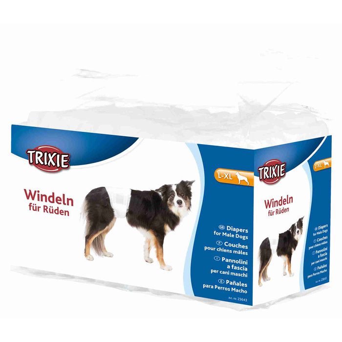 12 Pañales para Perro Macho, L-XL, 60-80 cm
