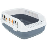 Delio cat litter tray, with rim, 35 × 20 × 48 cm, grey/white