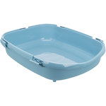 Primo XXL Top cat litter tray with hood, 56 × 47 × 71 cm, blue/white
